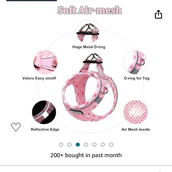 Mercano 2 Piece Pink Harness and Leash Set Size Medium Dog Pet - Picture 4 of 5